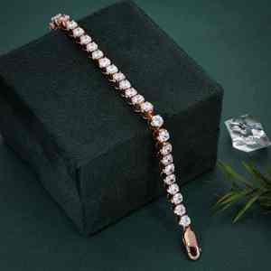Elegant 14k <b>rose</b> <b>gold</b> tennis <b>bracelet</b> with sparkling diamonds luxury wedding <b>charm</b> <b>bracelet</b> fine jewelry for women gift - Product Image 2