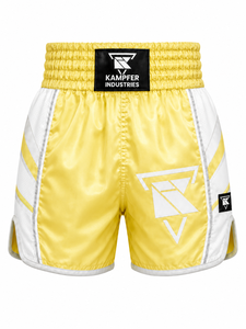 Shorts de boxe pour hommes, modèle 2026, jaune et blanc, impression par sublimation, séchage rapide, vêtements d'arts martiaux, coupe régulière, shorts de boxe pour adultes - Product Image 1