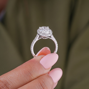 Wholesale LUMERA FINE JEWELLERY RGF-294 Lab Grown Oval Cut <b>Diamond</b> Halo Engagement <b>Ring</b> 14K Solid Gold Split Shank IGI Certified - Product Image 3