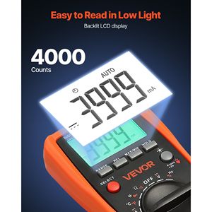 4000-Count TRMS multimetro digitale Auto-range voltmetro corrente Tester resistenza diodi continuità Duty-Cycle misurazioni - Product Image 3