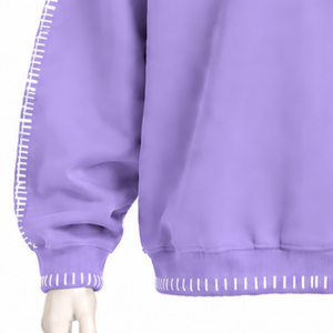 Sudadera de cuello redondo para hombre, lavanda, con borde cosido, efecto desgastado, oversize, manga larga, estilo casual urbano, para entrenamiento - Product Image 6