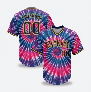 Custom Sublimated Baseball Jersey Men's V-Neck Short Sleeve Geometric Print <b>Polyester</b> Breathable Team Sportswear Adult Size - Product Image 3