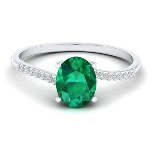 REYES Custom 925 Sterling <b>Silver</b> Moissanite Engagement <b>Rings</b> Luxurious Oval Cut 1.25 Carat <b>Emerald</b> Gemstone Wedding Jewelry - Product Image 5