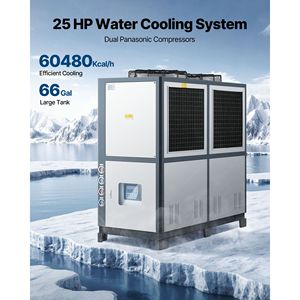 Refrigeratore d'Acqua Industriale Raffreddato ad Aria da 25 HP, Capacità di Raffreddamento 60.480 Kcal/h, Doppio Compressore, Serbatoio Grande da 53 Galloni, Nuovi Componenti della Pompa - Product Image 2