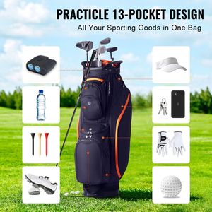 Borsa da golf con divisorio superiore a 14 scomparti e 36ft 13 tasche - Borsa da golf premium in PU con manici resistenti e copertura antipolvere - Product Image 6