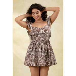 Vestido Corto de Algodón para Mujer, Estilo Boho Chic, Vestido Mini de Verano, Ligero, Informal, para la Noche, Hecho a Mano - Product Image 1