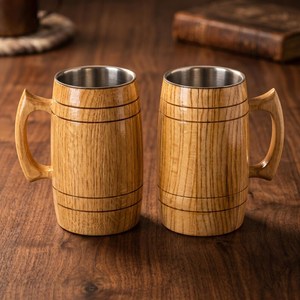 Eco Friendly Wooden Coffee Mug Handmade Sustainable Kitchenware Supplier Natural Wooden Cup Organic Wooden <b>Drinkware</b> - Product Image 2