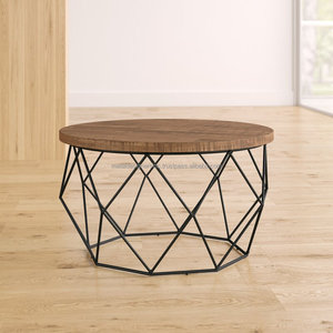 Mesas de centro redondas de metal y madera para decoración del hogar moderno para sala de estar y vestíbulo, muebles de mesa de diamantes - Product Image 2