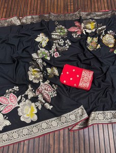 Designer Meenakari Butterfly Jacquard <b>Saree</b> with Rich Pallu & Contrast <b>Blouse</b> Piece - Product Image 2