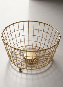 Cesta de Almacenamiento de Frutas de Metal Dorado con Rejilla Ancha, Estilo Minimalista, para Pan y Decoración de Cocina, Venta al Por Mayor - Product Image 2