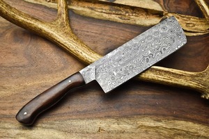 Cuchillo de caza hecho a mano de acero de Damasco, hoja con punta curva, mango de madera, cuchillo de 13 pulgadas con filo biselado afilado. - Product Image 2