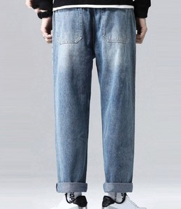 Jean en denim pour homme de qualité supérieure, vintage, décontracté, coupe droite, respirant, personnalisé, délavé à la pierre, foncé, avec lavage laser - Product Image 6