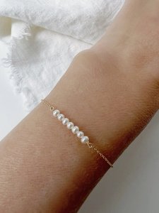 Gold Pearl <b>Bracelet</b> for Women Dainty <b>Gemstone</b> <b>Bracelet</b> June Birthstone Elegant <b>Bracelet</b> Bridesmaid Gift Handmade Jewelry - Product Image 6