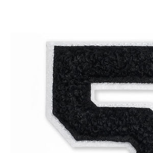 Parches personalizados 3D de chenilla con bordado floral y números rectangulares, distintivos negros para toalla, apliques termoadhesivos para chaquetas universitarias y gorras, al por mayor - Product Image 5