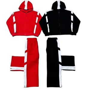 Service OEM Pantalon de survêtement Jogger 2 pièces Ensemble Sweat imprimé Vintage délavage à l'acide en détresse strass hommes survêtements vêtements d'hiver - Product Image 6
