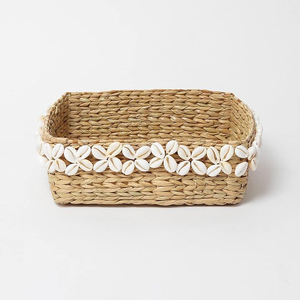 Modern Design Vintage <b>Rectangle</b> Woven Rattan Wicker <b>Storage</b> <b>Basket</b> Tabletop Decorative Serving Tray Multipurpose Usage Kitchen - Product Image 1