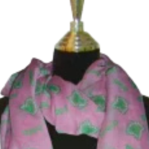AKA Gauze Scarf <b>Pink</b> & Green Lightweight Fashion <b>Wrap</b> with Allover Crest Print Soft Sorority Shawl for Women Accessory - Product Image 2