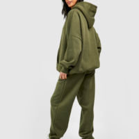 Ensemble de survêtement en molleton de coton mélangé pour femme, style adulte, grandes tailles, collection automne-hiver, vêtements de sport, sweat à capuche et pantalon de survêtement