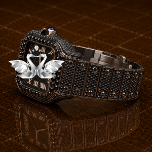 Luxury Rose Gold Brown Dial Crystal Watch Men Full Pave Diamond Bracelet - Product Image 3