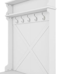 White Hall Tree Coat Rack with 5 <b>Hooks</b> and Storage Bench Entryway Bench with Drawer <b>Display</b> Shelf for Hallway - Product Image 5