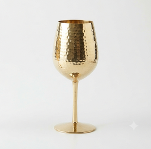 Gobelet à vin en laiton fait main, à pied rond, en métal, avec bordure dorée, design glamour, pour fêtes et mariages - Product Image 1