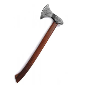 Hacha Vikinga de Acero de Damasco Hecha a Mano con Mango de Madera y Funda de Cuero para Camping y Caza al Aire Libre OEM - Product Image 3