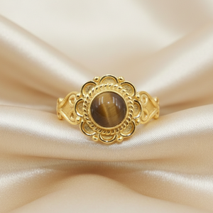 Natural <b>Tiger</b> <b>Eye</b> Gemstone 925 Sterling Silver Handmade Floral Vintage <b>Ring</b> Boho Statement Jewelry Gift Women Anniversary gift - Product Image 4
