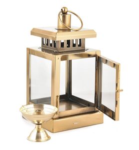 Farol de Hierro y Vidrio de Estilo Clásico Artesanal con una Vela, Farol Colgante de Hierro para Decoración del Hogar, Portavelas Decorativos - Product Image 2