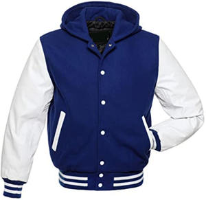 Chaqueta Universitaria con Cuerpo de Lana y Mangas de Cuero Genuino, Estilo Clásico Letterman, Chaqueta Universitaria para Hombre - Product Image 4