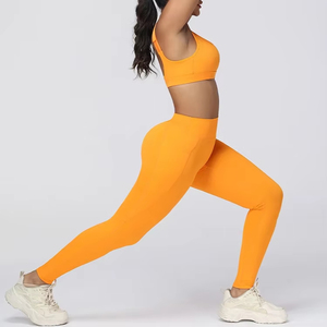 Conjunto Deportivo de Top Deportivo Azul Claro y Leggings de Cintura Alta, Ropa Deportiva para Yoga y Fitness, 2 Piezas, Sin Costuras, Transpirable, de Longitud Completa - Product Image 6