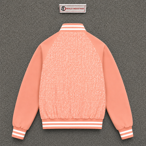 Blouson universitaire moderne couleur pêche pour homme, vêtement d'extérieur quotidien, couleur unie, doublure polaire, fermeture éclair, style décontracté pour l'automne, coupe classique SAL - Product Image 6