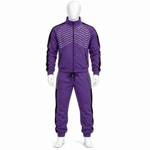 Ensemble de survêtement de jogging 2 pièces en coton imprimé coupe-vent à capuche de haute qualité, style streetwear color block - Product Image 5