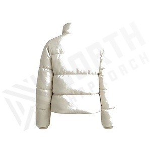 เสื้อแจ็คเก็ตพัฟเฟอร์สีขาวแบบเย็บลาย  แขนยาว คอตั้ง ปิดด้วยซิป  บุใยโพลีเอสเตอร์หนา  ความยาวสั้น เหมาะสำหรับฤดูหนาว - Product Image 3