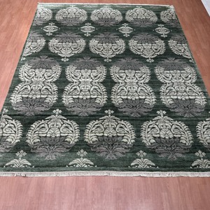 Elegant 8x10 Ft Hand Knotted Silk Persian Dark Forest Green Rug Handmade Decorative Area Carpet - Product Image 2