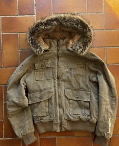 Parka à capuche pour homme en fausse fourrure marron, fermeture éclair, poignets côtelés - Product Image 6