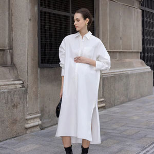 Robe longue ample et décontractée pour femme enceinte, respirante et légère, en tissu tissé - Product Image 1