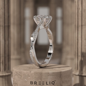 Anillo de compromiso con banda retorcida de diamantes redondos de 2 quilates, estilo solitario en oro amarillo de 14 quilates, diamante cultivado en laboratorio, anillo nupcial, regalo de aniversario. - Product Image 4