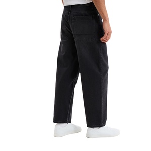 Men’s Black Cotton Denim Baggy Jeans Loose Fit Streetwear 5 Pocket Vintage Style Casual Hip Hop Fashion <b>Pants</b> Trendy - Product Image 2