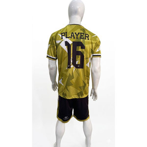 Ensemble de maillot de football pour homme, imprimé géométrique jaune, manches courtes, séchage rapide, coupe athlétique, design sublimé, numéro de joueur 16 - Product Image 5