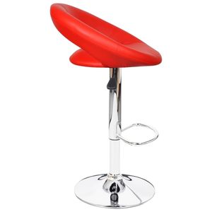 Set of 2 Red Faux Leather Bar <b>Stools</b> with <b>Adjustable</b> Iron Footrest - Product Image 5