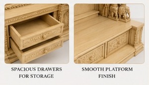 Templo Jagannath Tradicional de Madera de Teca, Estilo de Cúpula Majestuosa Personalizada para el Hogar, Templo de Pooja Duradero con Acabado Natural de Teca Sólida - Product Image 5