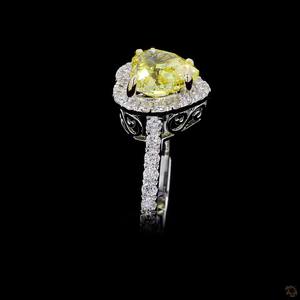 Bague de fiançailles en forme de cœur plaquée rhodium avec topaze, or 10K 14K 18K et argent 925 935, vente en gros - Product Image 2