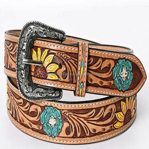 เข็มขัดหนัง Cowhide แท้แบบเต็มลายตะวันตกแฟชั่นคลาสสิกทําด้วยมือแกะสลักเข็มขัดหนังหนังดิบพร้อมส่ง - Product Image 4