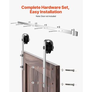 Kit Ferramenta per Porta Scorrevole da 6FT, Capacità di Carico 330 LBS, Compatibile con Porte Scorrevoli di Larghezza Massima 36 Pollici e Spessore 1-3/8 - 1-3/4 Pollici - Product Image 5