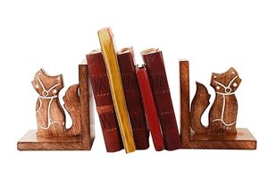 Porte-livres en bois sculpté à la main en forme d'éléphant, support décoratif pour livres, en bois massif, pour la maison, le bureau, la bibliothèque, la décoration d'étagères - Product Image 2