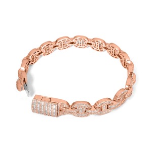 Pulseras de Oro Rosa con Diamantes de Moissanita y Corazón, Joyería Fina para Mujer, Disponibles para Exportación - Product Image 1
