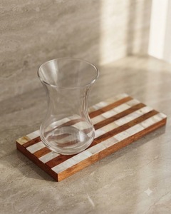 Wooden Inlay <b>Mother</b> of Pearl Serving Tray Rectangle Glass Coaster Plate for Home Kitchen Dining - Product Image 2