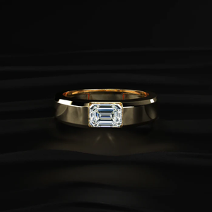 <b>Emerald</b> Cut Diamond <b>Ring</b> for <b>Men</b> in Gold 14K Lab Grown Yellow Diamond Band Solitaire Diamond <b>Ring</b> From Indian Supplier - Product Image 2