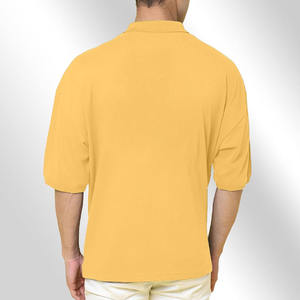 Polo de hombre color mostaza, mezcla de algodón, manga corta, liso, de color sólido, informal, transpirable, cómodo, con logotipo personalizado. - Product Image 2