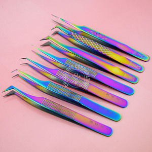 Multi Color Isolation Eyelash Extension Tweezers Diamond Grip Lash Tweezers Eyelashes Applicator <b>Tool</b> for Volume Lashes Tweezer - Product Image 6